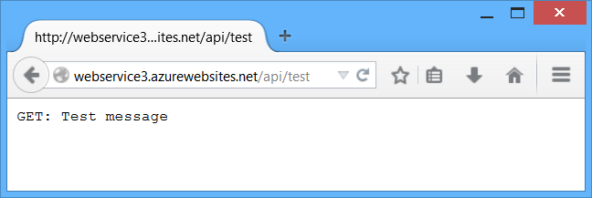 Navegador web a mostrar mensagem de teste