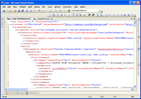 O arquivo de definição de esquema XML (XSD) para o conjunto de dados digitado Northwinds