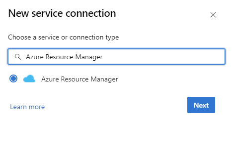 Captura de ecrã a mostrar como adicionar uma ligação de serviço do Azure Resource Monitor.