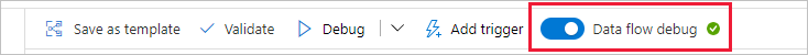 Imagem do ecrã que mostra o slider de depuração do fluxo de dados.