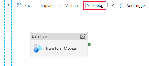 Captura de tela que mostra o painel do pipeline com Debug realçado.