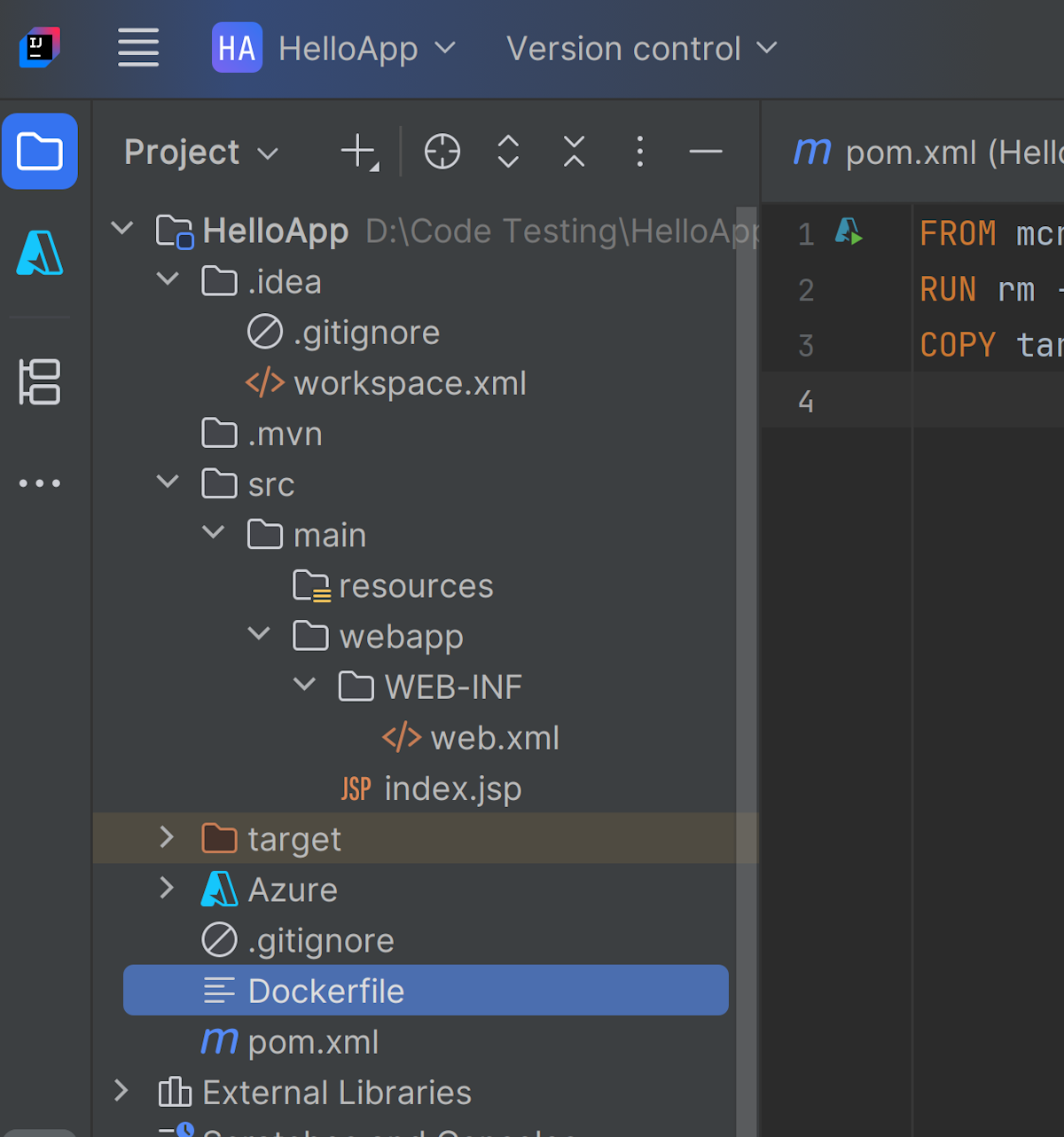 O arquivo de suporte do docker.