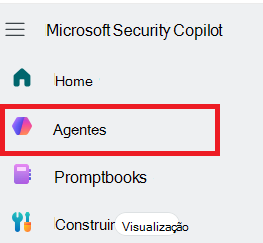 Imagem dos agentes do Security Copilot no menu