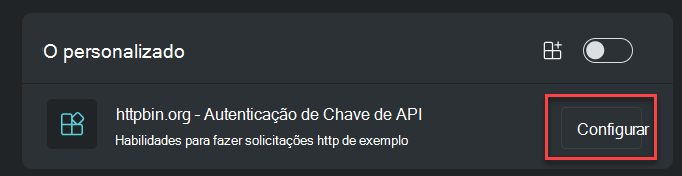 Captura de tela que mostra a opção Configurar.
