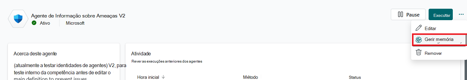 Gerenciar memória do agente