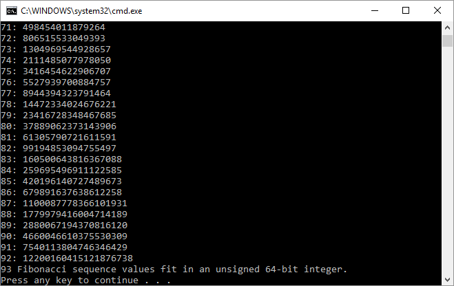 Captura de ecrã da saída da janela de comandos quando se inicia a aplicação cliente sem debugging.