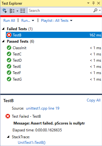Captura de tela mostrando o Test Explorer.