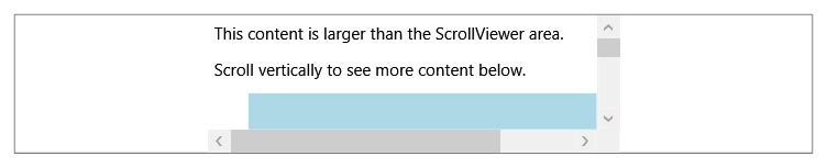 Uma captura de ecrã do contentor do visualizador de scroll, a demonstrar barras de scroll no WPF.