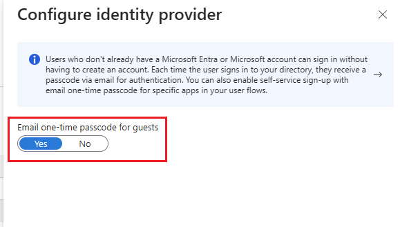 Captura de ecrã a mostrar a opção de código de acesso único do Email.