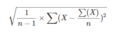 Imagem mostrando uma fórmula de exemplo Stdev.
