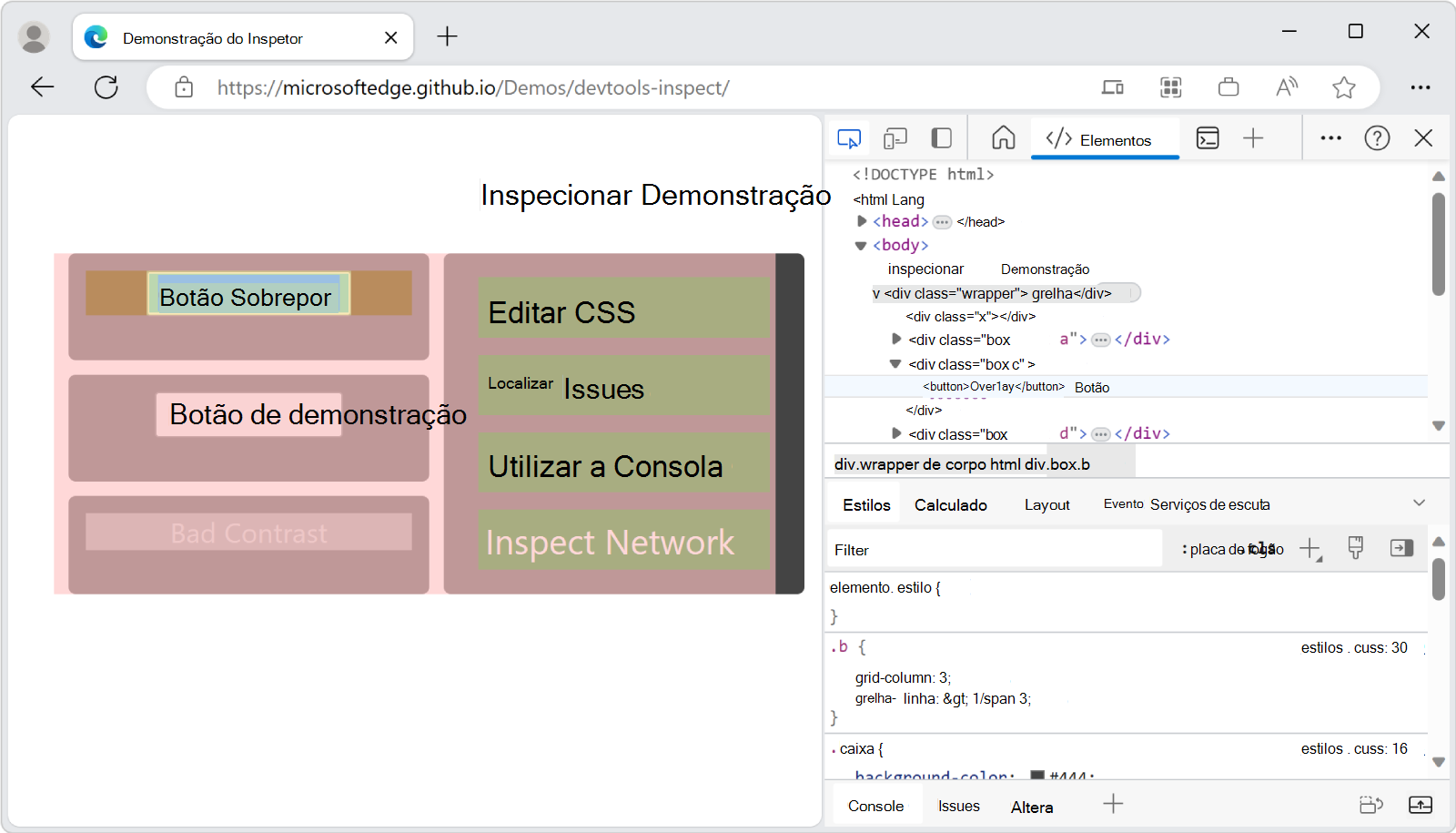 Pressionar a tecla Shift ao selecionar elementos na página permite que você selecione elementos que tenham uma propriedade de estilo CSS de 'pointer-events: none'