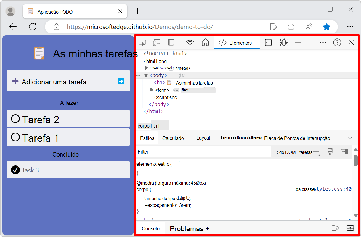 DevTools encaixado à direita