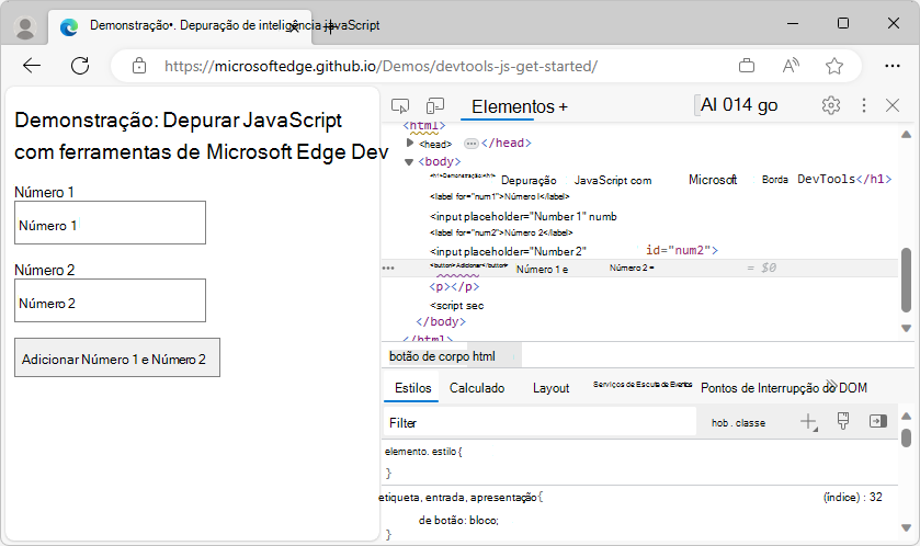 DevTools aberto no Elements