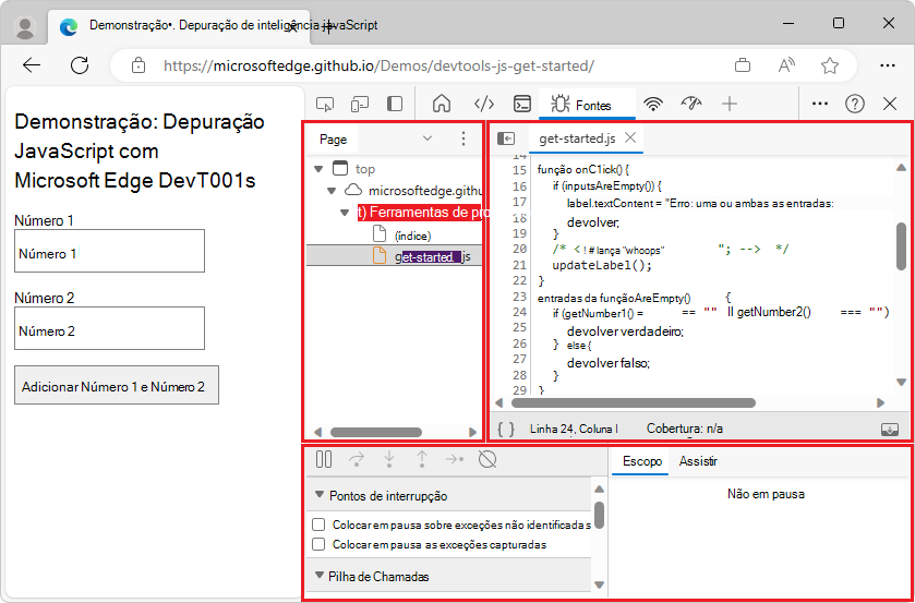 As 3 partes da interface do usuário da ferramenta Fontes