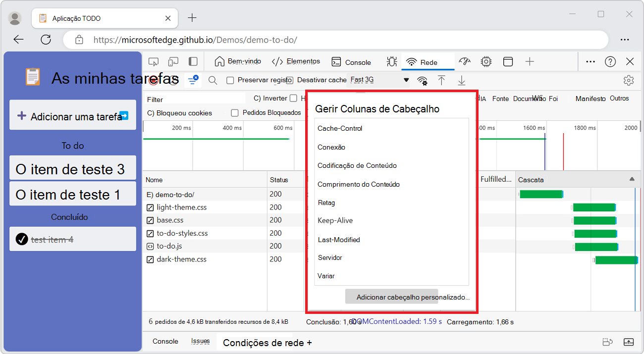 Adicionando uma coluna personalizada à tabela Solicitações