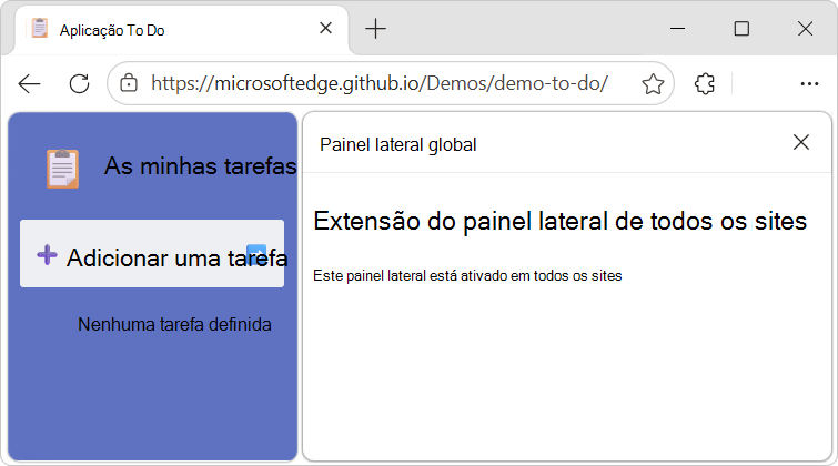 Interface do usuário da barra lateral do navegador Edge