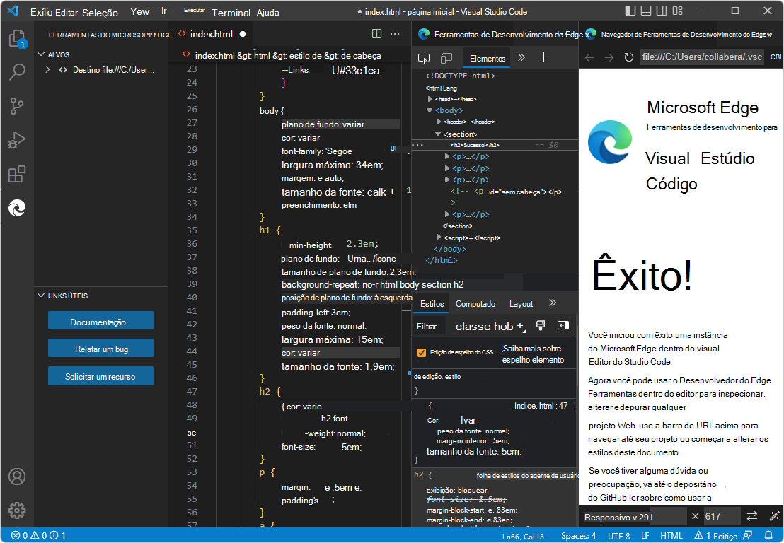 Edição de página com êxito h2 Tamanho CSS