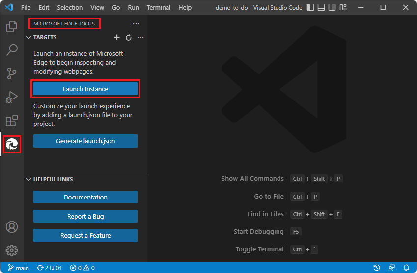 Microsoft Edge DevTools para extensão do Visual Studio Code