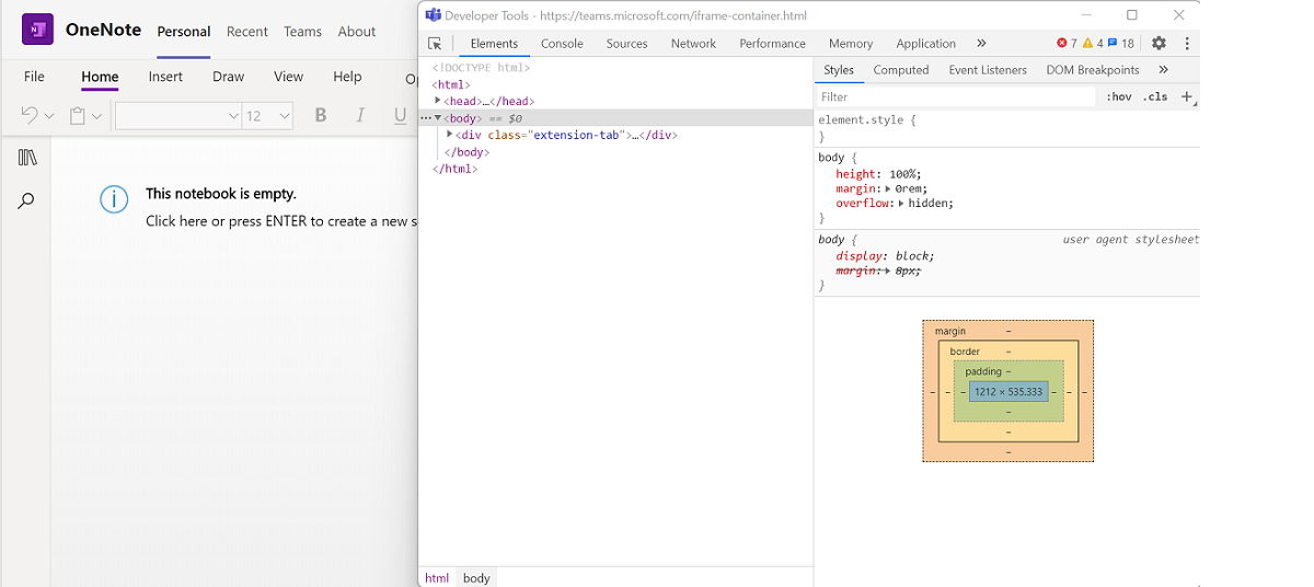 A captura de tela mostra Tab e DevTools.