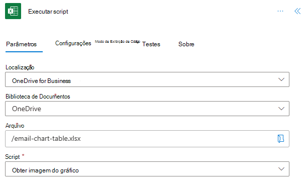 O conector do Excel Online (Business) concluído no Power Automate.