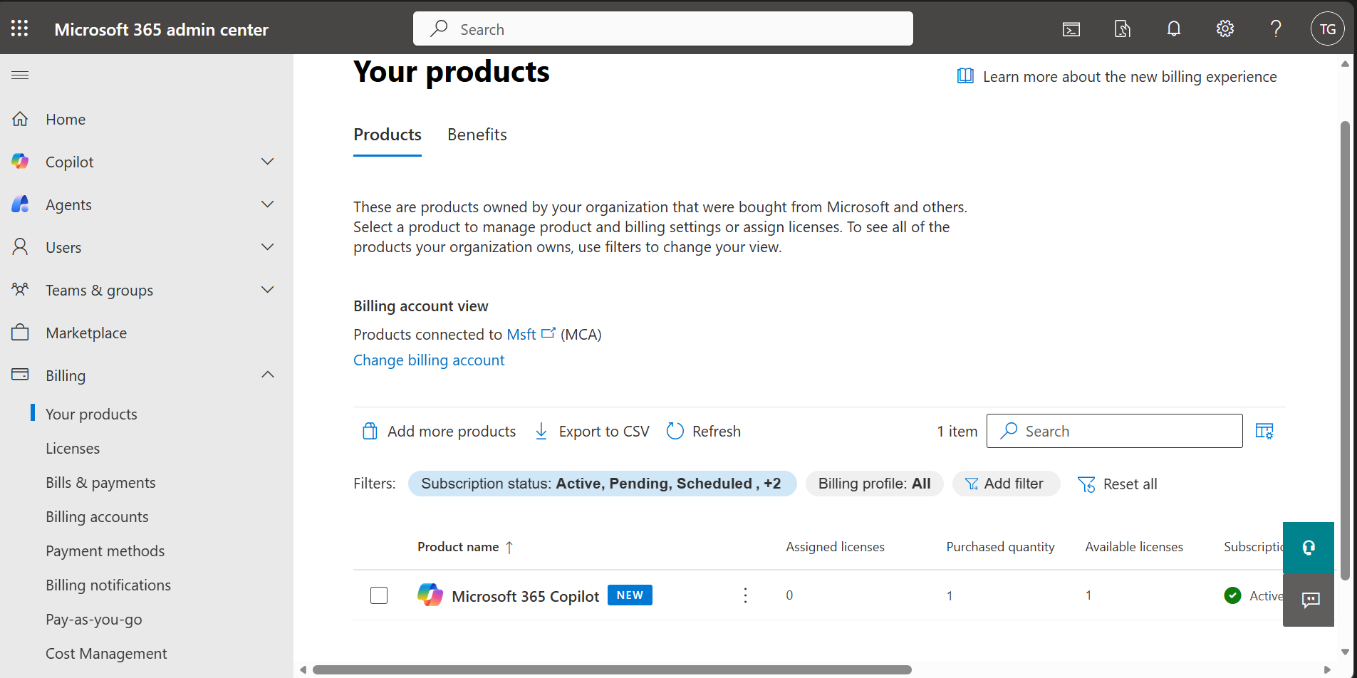 O Microsoft Copilot agora aparece em Seus produtos