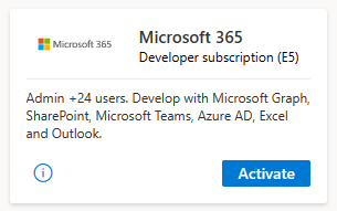 Captura de tela do bloco da assinatura de desenvolvedor do Microsoft 365 na página de benefícios do Visual Studio