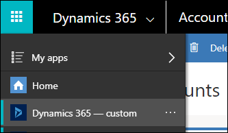 Abra o Dynamics 365 – aplicativo personalizado.