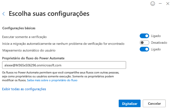 Defina as configurações do fluxo de trabalho.