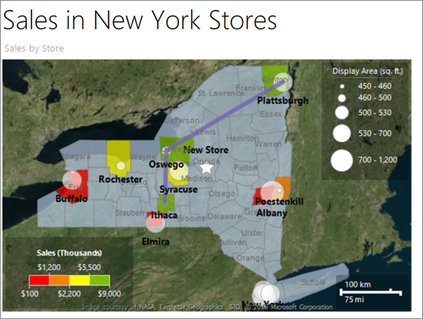 Captura de ecrã que mostra um mapa Report Builder.