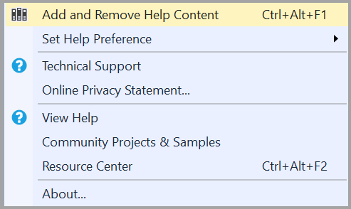 Captura de ecrã de Adicionar e Remover Conteúdo de Ajuda.