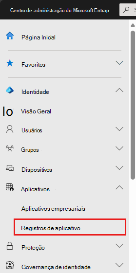 Captura de tela que mostra a seleção do Microsoft Entra no portal do Azure.