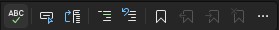 Captura de ecrã da barra de ferramentas do Editor de Texto no Visual Studio.