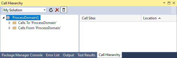 Hierarquia de chamadas para código C++ no Visual Studio