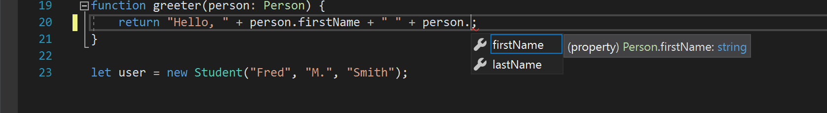 visualizar o IntelliSense