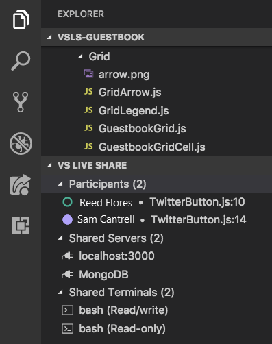 Captura de ecrã que mostra o separador Explorer em Visual Studio Code.