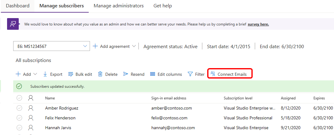 botão Conectar e-mails