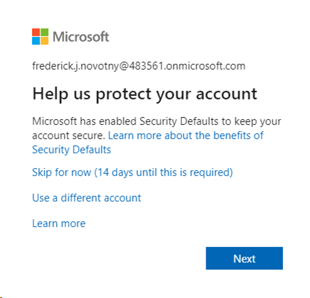 Proteção ativada para o Microsoft 365 Developer