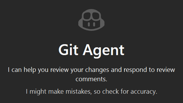 Captura de ecrã que mostra o cartão de descrição do agente Git no Copilot Chat.
