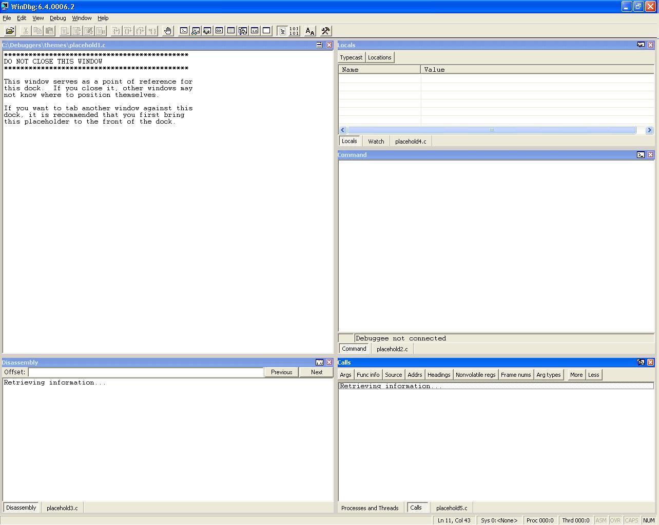 Captura de ecrã do tema Srcdisassembly.reg em Ferramentas de Depuração para Windows.
