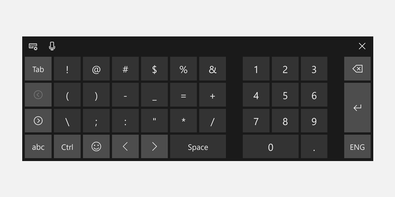 teclado tátil do Windows para números
