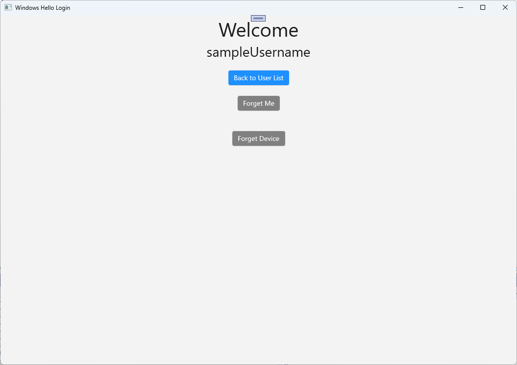 Uma captura de ecrã do login Windows Hello concluído com sucesso