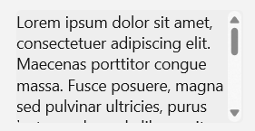 Um bloco de texto que se estende verticalmente além da janela de visualização, ou área visível do controle, com uma barra de rolagem vertical mostrada.