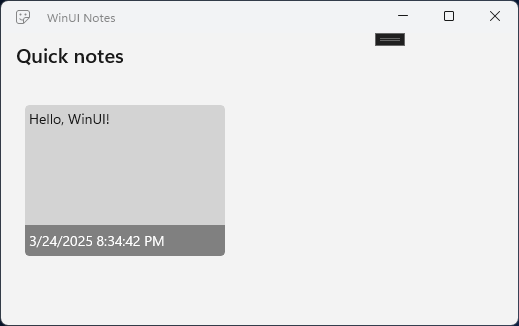 A interface do usuário do aplicativo de anotações com a lista de anotações mostrando o conteúdo e a data da nota formatada por um modelo de dados.