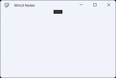A janela vazia da aplicação WinUI Notes com o ícone e o nome da aplicação na barra de título.