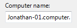captura de ecrã de uma caixa de texto de nome de computador 