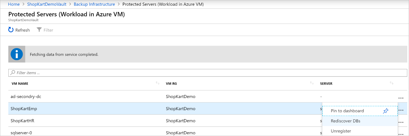 Återupptäck databaser i Azure-portalen