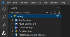 Skärmbild som visar hur Azure Tools ser ut när de har loggats in.