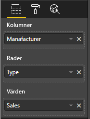 Skärmbild som visar det visuella objektets datakorgar.