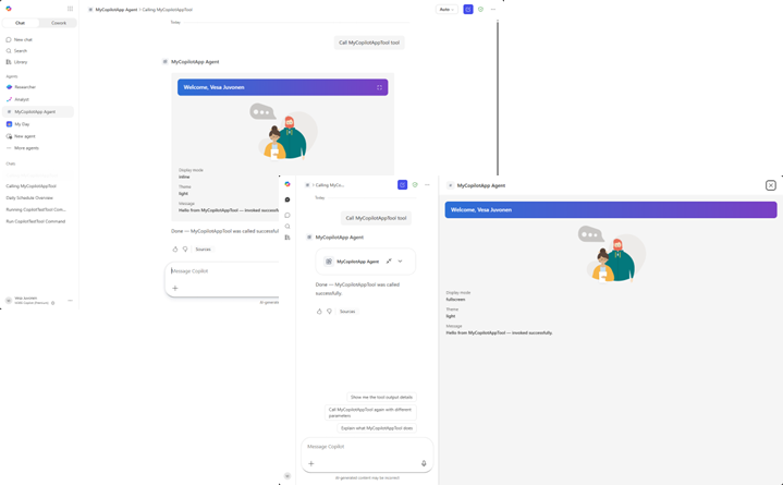 The finished Copilot component running in Microsoft 365 Copilot