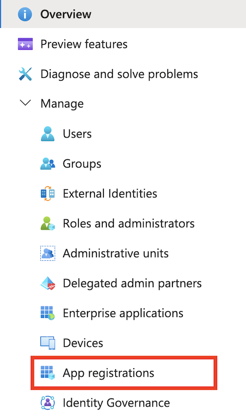 Skärmbild som visar menyn med Microsoft Entra-ID på Azure Portal.